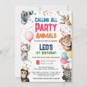 Wild feest roept alle dieren 1e verjaardag safari kaart (Voorkant)