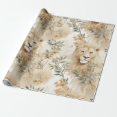 Wild Feestdagen Safari Lion Christmas Cadeaupapier (Uitgerold)