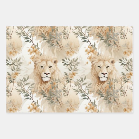 Wild Feestdagen Safari Lion Christmas Inpakpapier Vel (Voorkant)