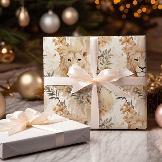 Wild Feestdagen Safari Lion Christmas Inpakpapier Vel