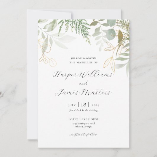 Wild Fern Greenery Wedding Kaart (Voorkant)