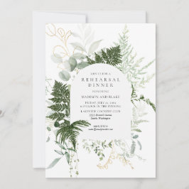 Wild Fern Greenery White Wedding Rehearsal Dinner Kaart