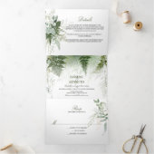 Wild Ferns Succulents Eucalyptus Greenery Wedding Drieluik Uitnodiging (Binnen)