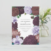 Wild Fig, Cocoa Rose & Soft Lavender Wedding Kaart (Staand voorkant)