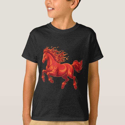 Wild Fire Horse Chinese Zodiac Sign Lunar New Year T-shirt (Voorkant)