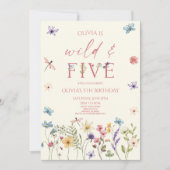 Wild & Five Wildflower Bloemen 5e Verjaardagsfeest Kaart (Voorkant)