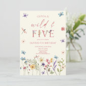 Wild & Five Wildflower Bloemen 5e Verjaardagsfeest Kaart (Staand voorkant)