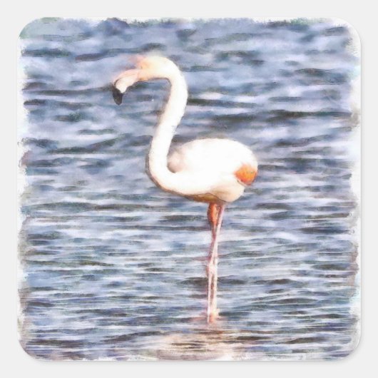Wild Flamingo Vierkante Sticker (Voorkant)