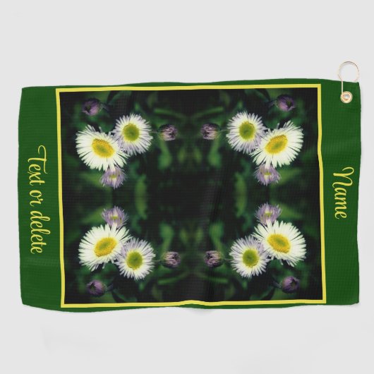 Wild Fleabane Daisy Flower Abstract gepersonalisee Golfhanddoek (Horizontaal)
