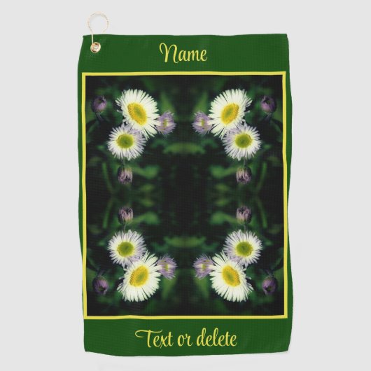 Wild Fleabane Daisy Flower Abstract gepersonalisee Golfhanddoek (Voorkant)