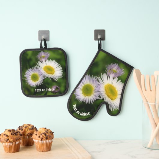 Wild Fleabane Daisy Flowers Natuur gepersonaliseer Ovenwant & Pannenlap Set (Insitu(Ophanging))