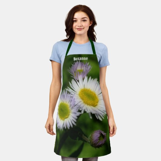 Wild Fleabane Daisy Flowers Natuur gepersonaliseer Schort (Gedragen)