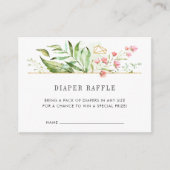 Wild Floral Baby shower Luier Raffle Ticket Kaarte Informatiekaartje (Voorkant)