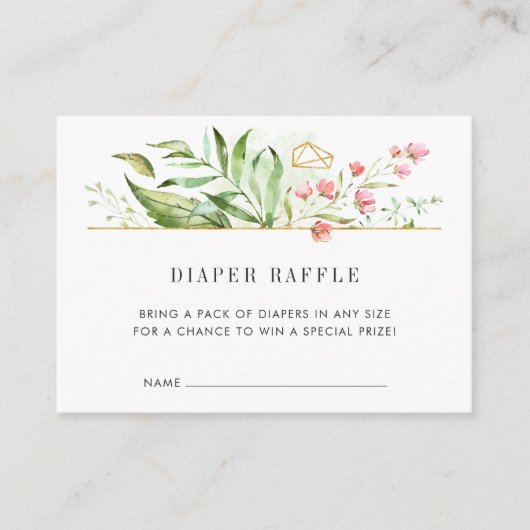 Wild Floral Baby shower Luier Raffle Ticket Kaarte Informatiekaartje (Voorkant)