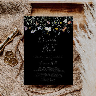 Wild Floral Black Brunch met de bruidsdouche Kaart