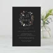 Wild Floral Black Ik doe BBQ Verlovingsfeest Kaart (Staand voorkant)