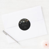 Wild Floral Black Wedding Envelope Seals Ronde Sticker (Envelop)