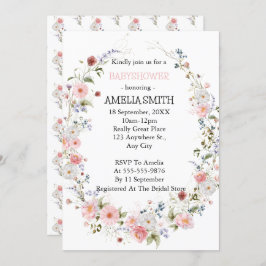 Wild Floral Bouquet Babyshower Kaart