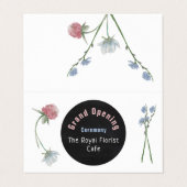 Wild Floral Chalkboard Grand Opening Visitekaartje (Buitenkant ongevouwen)