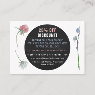 Wild Floral Chalkboard, Korting Voucher Informatiekaartje