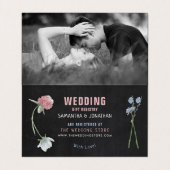 Wild Floral Chalkboard & Photo Gift Registry Card Visitekaartje (Binnenkant ongevouwen)