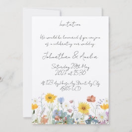 Wild floral Customisable Wedding Invitation Kaart