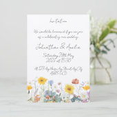 Wild floral Customisable Wedding Invitation  Kaart (Staand voorkant)