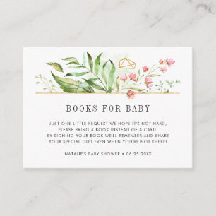 Wild Floral Foliage Boek Aanvraag Baby shower Kaar Informatiekaartje