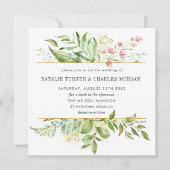Wild Floral Green Foliage Wedding Invitation Kaart (Voorkant)