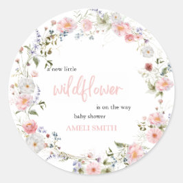 Wild Floral Krans Babyshower Ronde Sticker