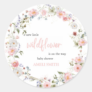 Wild Floral Krans Babyshower Ronde Sticker