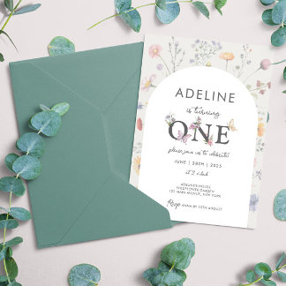 Wild Floral Lijst Wildflower 1e Verjaardag Meisje Kaart