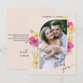 Wild Floral Meadow Bruiloft Foto Bedankkaart (Voorkant / Achterkant)