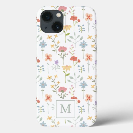 Wild Floral Pattern Monogram Case-Mate iPhone Case (Achterkant)