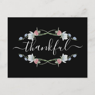 Wild Floral Wreath, Thanksgiving Party Invitation Briefkaart