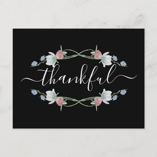 Wild Floral Wreath, Thanksgiving Party Invitation Briefkaart (Voorkant)