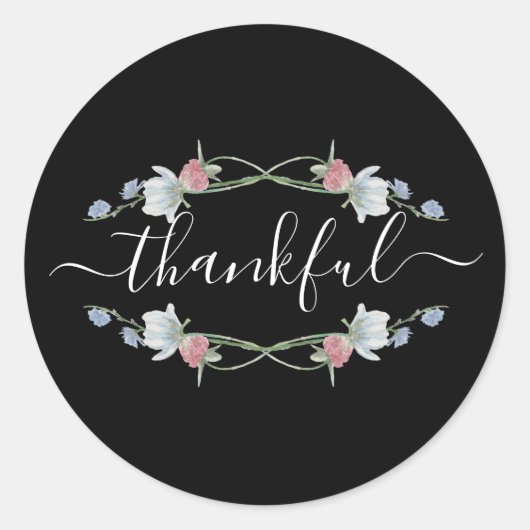 Wild Floral Wreath, Thanksgiving Ronde Sticker (Voorkant)