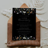 Wild Floral Zwart 50ste bruiloft Jubileum Kaart