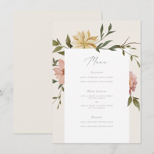 Wild Florals Menu Kaart (Voorkant / Achterkant)