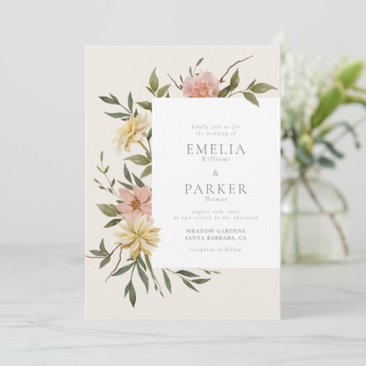 Wild Florals Uitnodiging (Staand voorkant)