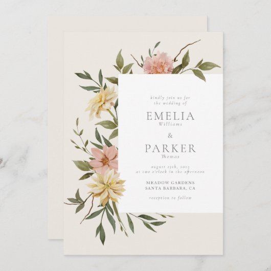 Wild Florals Uitnodiging (Voorkant / Achterkant)