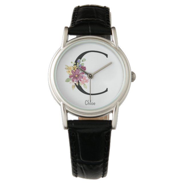 Wild Flower Alphabet C Watch Horloge (Voorkant)