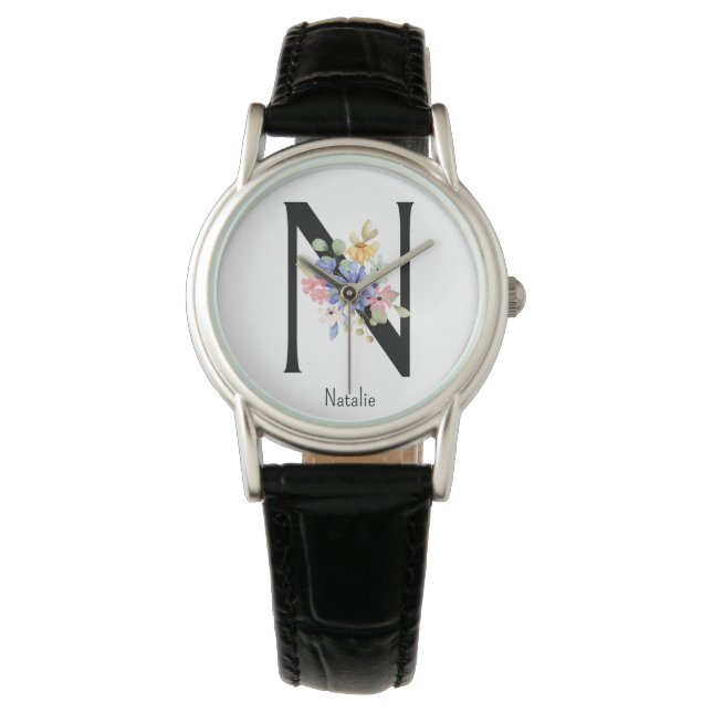Wild Flower Alphabet N Watch Horloge (Voorkant)