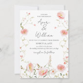 Wild Flower Aquarel Moderne Boho Huwelijk Kaart (Voorkant)