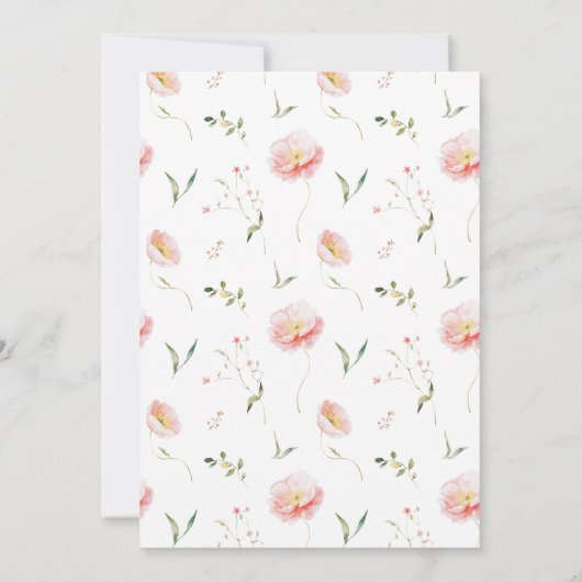 Wild Flower Aquarel Moderne Boho Huwelijk Kaart (Achterkant)