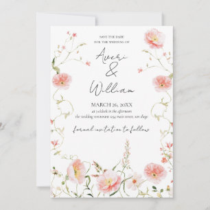 Wild Flower Aquarel Moderne Boho Huwelijk Save The Date