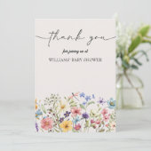 Wild Flower Baby shower dank u kaarten (Staand voorkant)