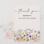 Wild Flower Baby shower dank u kaarten (Voorkant / Achterkant)