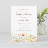 Wild Flower Baby shower Invitation Kaart (Staand voorkant)