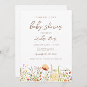 Wild Flower Baby shower Invitation Kaart (Voorkant / Achterkant)